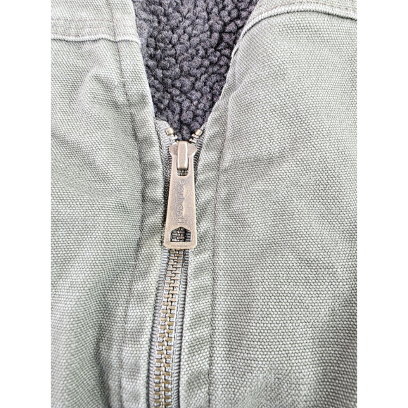 Vintage Carhartt Green Fleecce Lined Canvas Workwear Chore Duck Vest Size 2XL - Picture 6 of 7